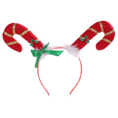 China Eco-Friendly Manufacturer Supply Christmas Satin Candy Cane Headband for sale