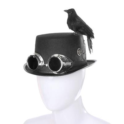 China Festival Decoration Maker Supply Adult Black Crow Top Hat for sale