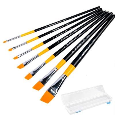 China Weizhuang High Quality Moderate Stroke Oblique Main Nylon Brush Set 7 Pieces Each Artist Professional Painting Brush Set Set for sale