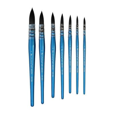 China Watetcolor Artist Brush 1#-7# Handle High Quality Blue Woodland Hair Watercolor Squirrel Rounded/Broom Shaped Brush for sale