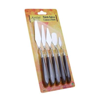 China Used for painting or mixing oil and acrylic paint Weizhuang new product 5 pieces knife rectangle oil painting stainless painting knife set for sale