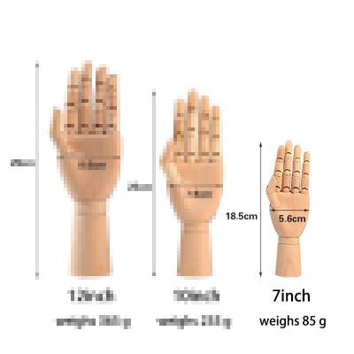 China Arts Drawing or Desktop Decor Weizhuang 7inch Hand Model Adjustable Solid Wooden Finger Joints Left Hand Right Hand for Drawing or Desktop Decor for sale