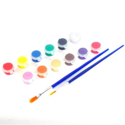 China DIY Non-Toxic Non-Toxic Set 12 Colors 3ml Professional Artists Canvas Rock Nylon Painting Drawing Kit Acrylic Paint Set Contains 2 Brushes for sale