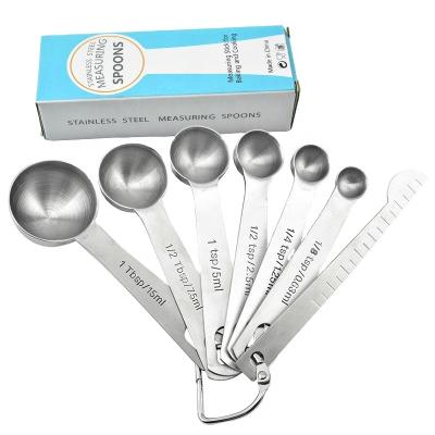 China Spot Stainless Steel Disposable Measuring Cup 7-Piece Set with Dual Scale 6-Piece Measurer Set Teaspoon Seasoning Meter Cooking for sale