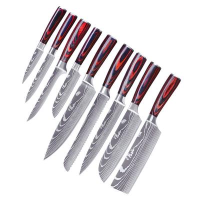 China New Damascus Grit Disposable Laser Grain Western Style Chef Knife Cooking Chef Sande Knife Kitchen Combination Set Universal Knife for sale