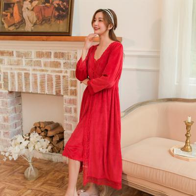 China Wholesale Autumn And Winter Mature Women Nightgown Breathable Hot Selling Sexy Set for sale