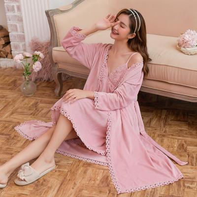 China New Fashion Breathable Two Piece Nightgown Women Sleepwear Dress Casual Pajamas for sale