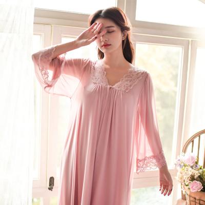 China Sexy QUICK DRY Lace Two Piece Pajamas Style Soft Princess Sleep Dress Nightgown Girls Sleepwear For Women for sale