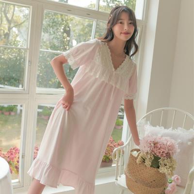 China 2021 Summer QUICK DRY Pink Short Pajamas Princess Soft Cotton Sleepwear Robe for sale