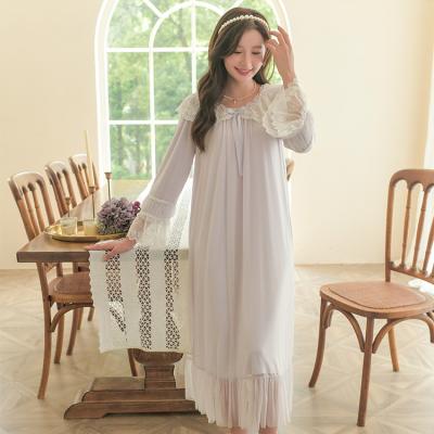 China QUICK DRY Women's Modal Sleepwear Nightgown Pajamas Custom Lace Long Sleeve Autumn/Winter Long Long Sleeve for sale