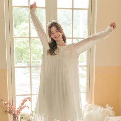 China 2021 New Design QUICK DRY Custom Luxury White Cute Fairy Knit Women's Sleepwear Nightgown for sale