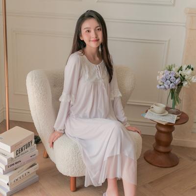 China QUICK DRY 2021 Fall/Winter Style Custom Made Purple Soft Princess Long Sleeve Dress For Sleeping for sale