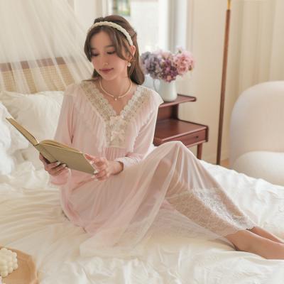 China Supplier QUICK DRY Wholesale Customized Hot Sale Princess Soft Cute Milk Silk Lace Up Women Sleep Dress for sale