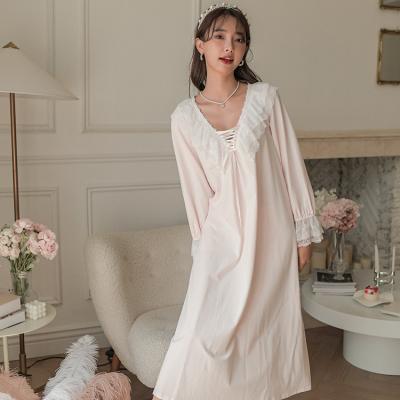 China S Cute Princess Oversize Cotton Women&'s Nightgown QUICK DRY Knitted Sleepwear Long Plus Size Nightgown for sale