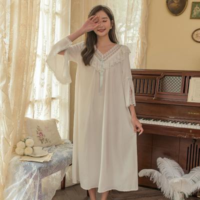 China QUICK DRY Long Sleeve Plus Size French Nightgown Wear Fashion Nightgown Dress For Ladies for sale