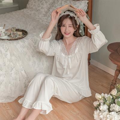 China QUICK DRY pure color knitted cotton sleepwear lady cheerful pajamas women's lounge wear for sale