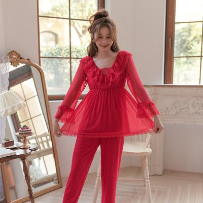 China Wholesale New QUICK DRY Spring Long Sleeve Two Piece Pajamas Set For Women for sale