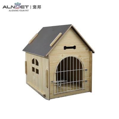 China Sustainable custom puppy kennel made of wooden collapsible doghouses with porch for sale