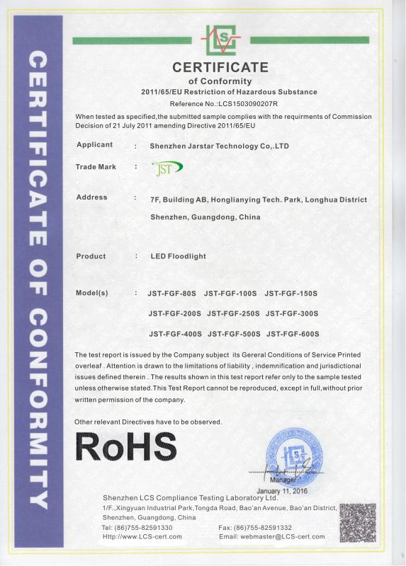 RoHS - Shenzhen Jarstar Technology Co.,Ltd