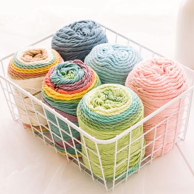 China Anti-bacteria Hot Sale YarnCrafts Crochet Beautiful Hand Knitting Natural Rainbow Cake Cotton Blended Yarn With 5 Ply Scarf Pillow for sale