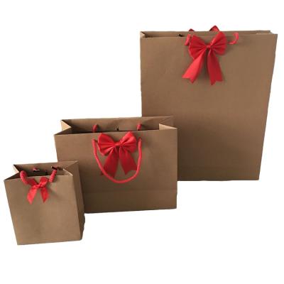 China Recyclable Kraft Paper Shopping Bag Fold Handle Thick Flat Paper Bag for sale