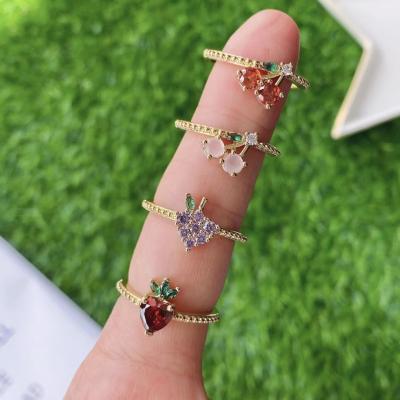 China BOHEMIA BD-B2188 Gold CZ Pave Rings For Women Fruit Shaped Ring Punk Hip Hop Ring Fashion Jewelry Best Gift for sale