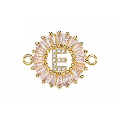 China BD-E1160 Fashion CZ Gold/Rose Gold/Gunmetal/Silver CZ Pave Connector Micro Pave Charm 26 Letters Charm for sale