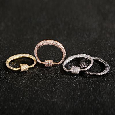 China BOHEMIA BD-E892 CZ Micro Pave D Shaped Zircon Clasp Antique Lock Carabiner Pave Lock Jewelry Fittings for sale