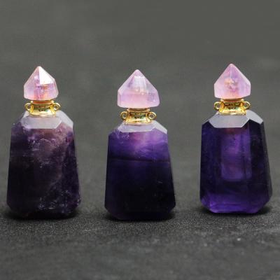 China 2020 New Arrival Handmade Wholesale BOHEMIA Fashion Amethyst Perfume Bottle Pendant Charm BD-E053 for sale