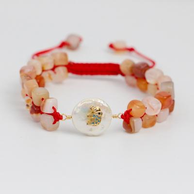 China BD-T024 BOHEMIA Natural Freshwater Pearl Bracelet, Red Rope Bracelet, Delicate Micro Cubic Zirconia Elephant Pave Bracelet for sale