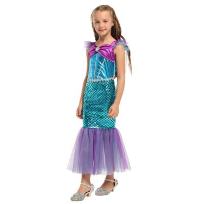 China Wholesale Polyester Princess Girls Fish Scales Tail Dress Up Costumes Mermaid Costume For Kids for sale