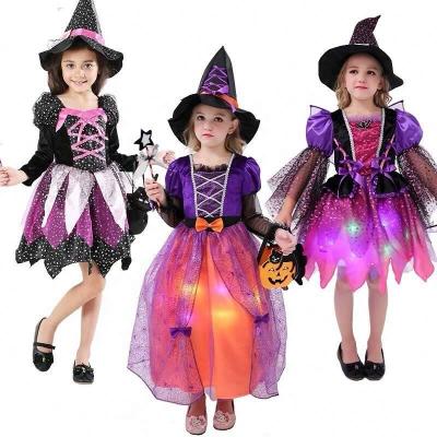 China Lovely Costume Fancy Led Light Up Kids Children Witches Dress Up Halloween Costume For Girls for sale