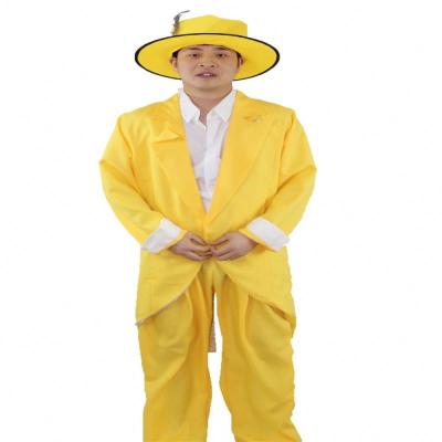 China wholesale acrylic unisex cartoon carnival Halloween costume jazz gentleman party cosplay yellow costume birthday for sale