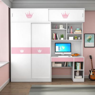 China Modern Sliding Door Wardrobes Kids Bedroom Sale Cabinet For Girls With Modern Simple Student Desk for sale