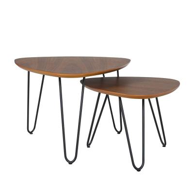 China Nordic Eco-friendly Furniture Living Room Modern Wooden Nesting Coffee Table Set With Hairpin Legs for sale