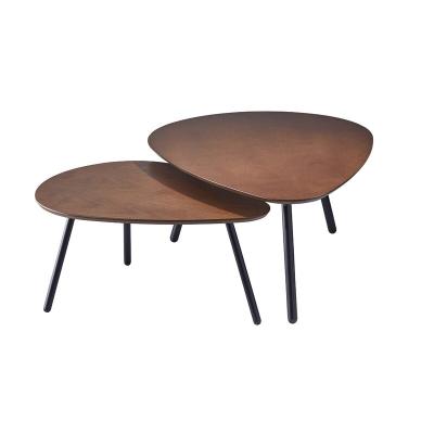 China 2021 New Double Layer Modern Nesting 2 Piece MDF Coffee Table Set For Living Room for sale