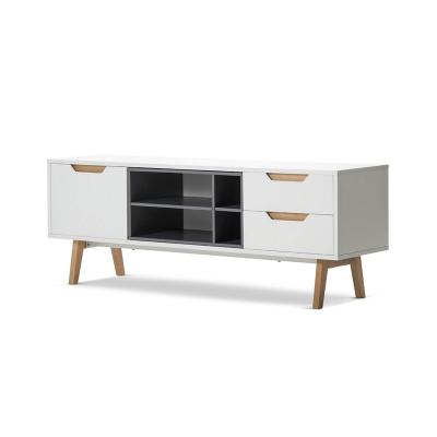 China Eco-Friendly Living Room Furniture MDF White TV Showcase Cabinet White High Glossy Wooden Drawers TV Racks for sale