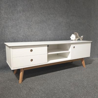 China Environmental Friendly Cheap White Wood Modern Design TV Cabinet Desk TV Stand With Drawer For Living Room Furniture for sale