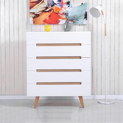 China Environmental Friendly Modern Scandinavian 4 Drawer Unit Drawer Wooden MDF Shallow Chest for sale