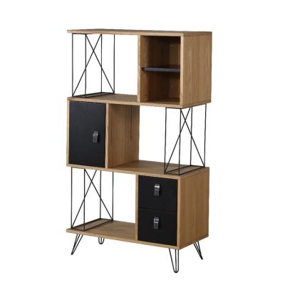 China Easy Assemble Modern Design Matte Black MDF Metal Shelf Iron Book Display Rack Bookcase for sale