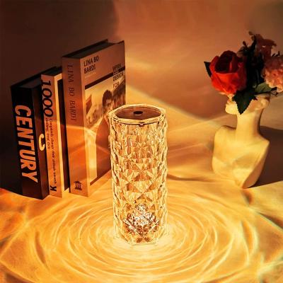 China New-designed Projector 3/16 Colors LED Crystal Table Lamp Rose Light Touch Diamond Atmosphere Light USB Adjustable Romantic Touch Night Light for sale