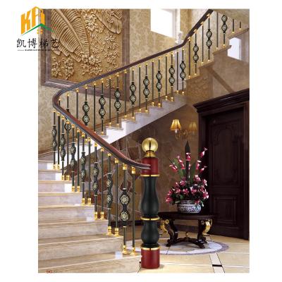 China Contemporary Customized Modern Customized Stair Railing Hand-forged Antique Steel Roller Design Safety Wrought Iron Railing for sale