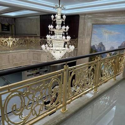 China Contemporary Luxury Indoor Royal Balustrade Stair Railing Brass Metal Stairs Fencing Brass Handrail for sale