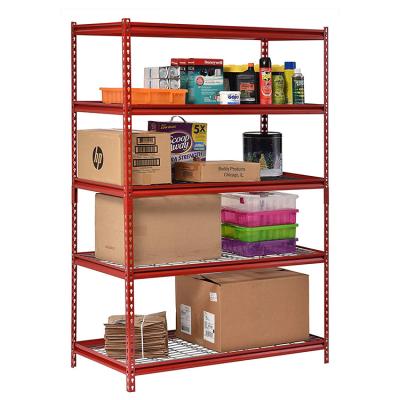 China Corrosion Protection 5 Layer Kitchen , Garage Powder Coated Boltless Rack Slotted Angle Galvanized Metal Shelving for sale