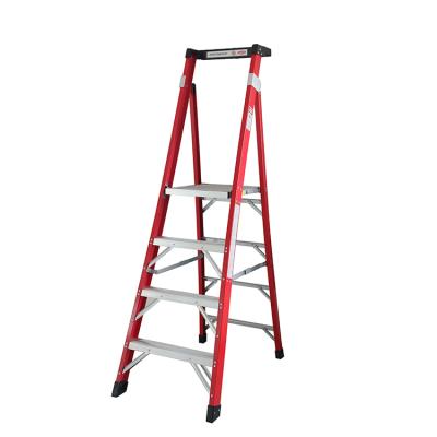 China Folding Ladders Fiberglass Platform Step Ladder 5 ft (10 ft span height) with 300 lbs. Type Ai Duty Load Capacity Rating for sale