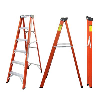 China Folding Ladders 6 Ft Type Ai 300lbs Load Capacity Triangle Fiberglass Foldable Step Ladder for sale