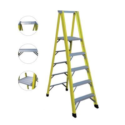 China Folding Ladders Factory Direct Sale Fiberglass Foldable Ladder With Platform for sale