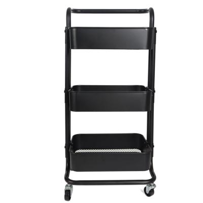 China Home Kitchen Easy Mobile Trolley 3 Tier Multi Purpose Advantage Storage Serving Ladder Rack Rolling Cosmetic Mobile Trolley for sale