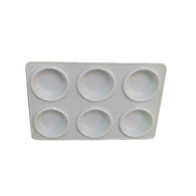 China Mordern LOW MOQ single 10PCS big 6 well square white super plastic pp paint palettes for students for sale