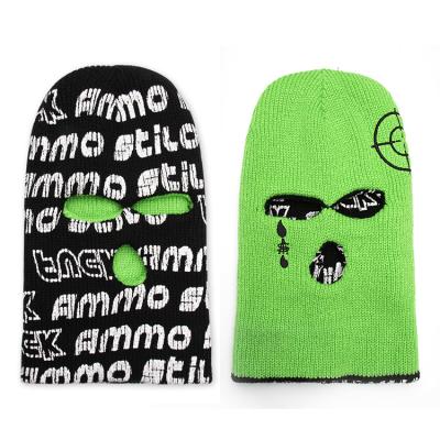 China JOINT Hot Selling Acrylic 3 Hole Knitted Balaclava, Custom Full Face Cover Ski Mask Balaclava Hat for sale